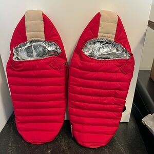 Two Red Wine Bottle Puffin Insulated Holders